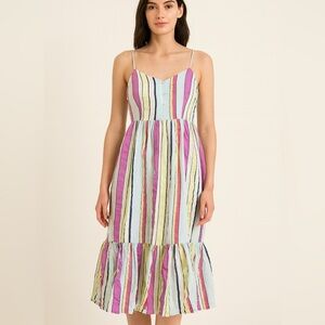 J. Crew Multicolor Striped Midi Dress